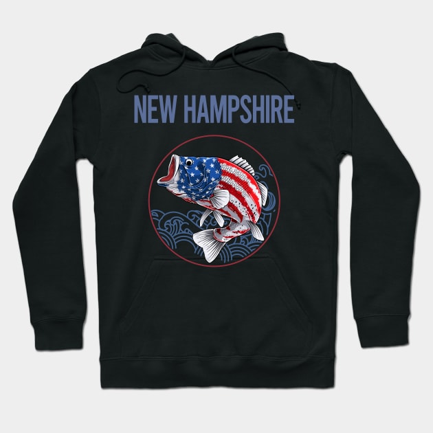 USA Flag Fish New Hampshire Hoodie by rosenbaumquinton52
